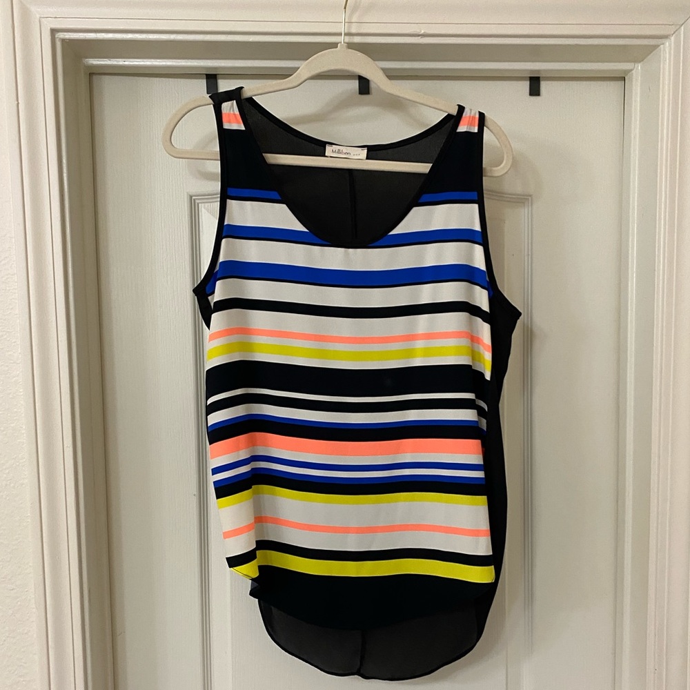Multicolor Sheer tank top with side slit - Medium